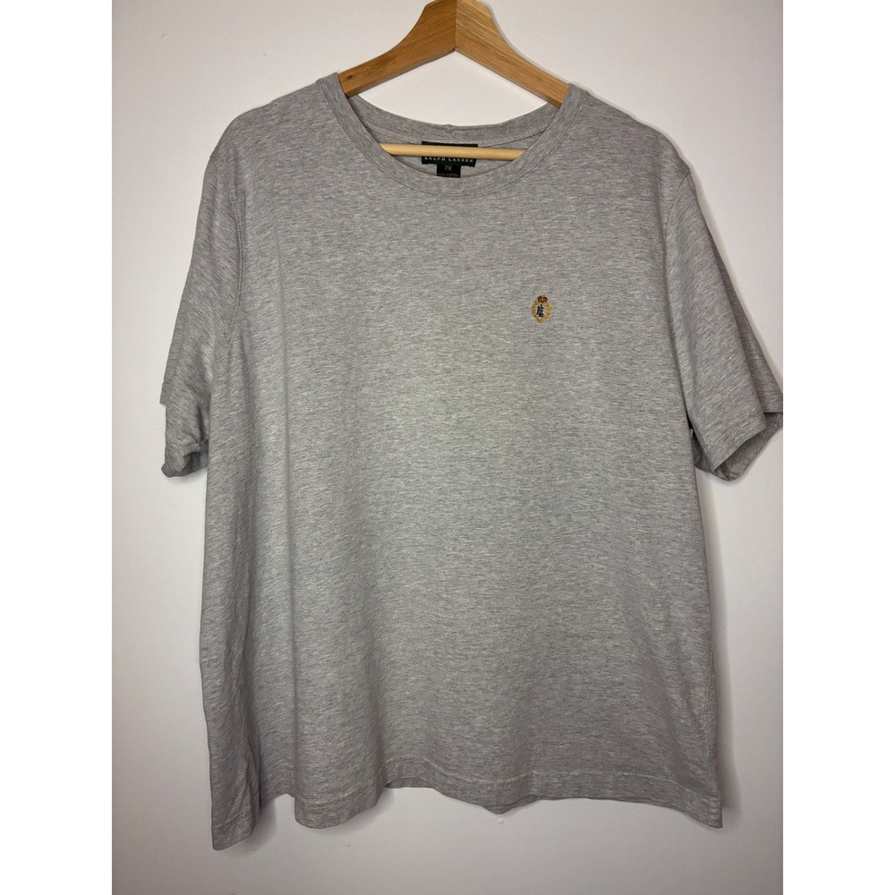 Vintage Lauren Ralph Lauren Heather Gray Crest Logo Cotton T-Shirt 2X